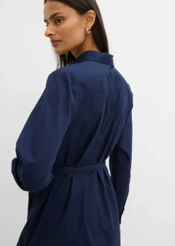 bonprix bonprix Vestido midi de algodón orgánico puro Azul marino Sale