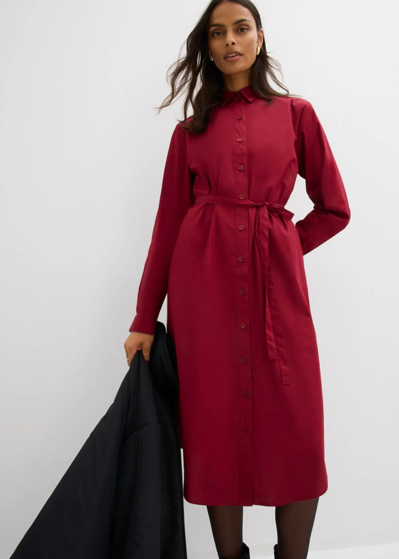 bonprix bonprix Vestido midi de algodón orgánico puro Rojo Sale