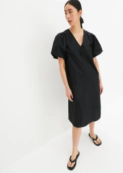 bonprix bonprix Vestido midi de algodón orgánico Negro Hot
