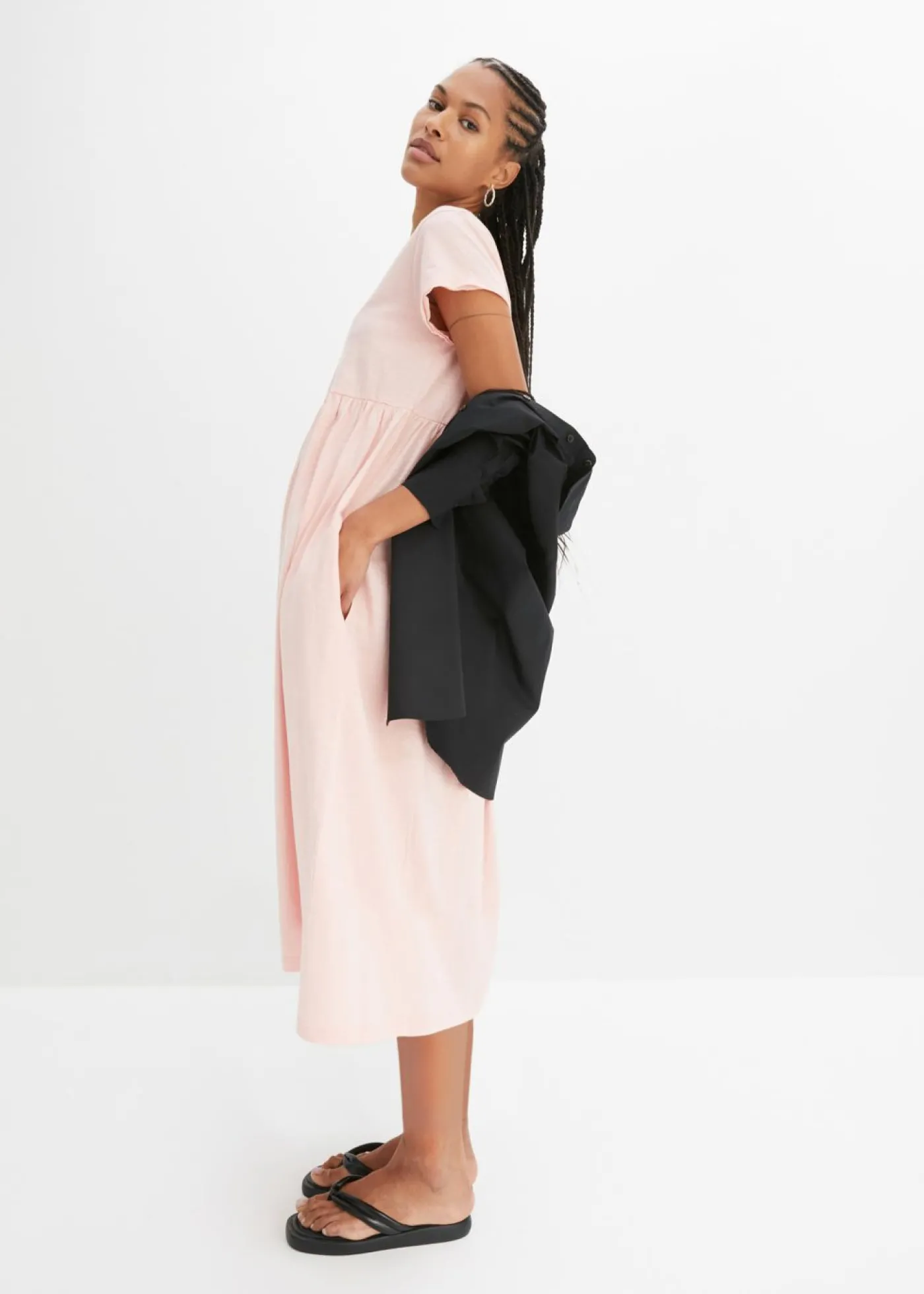 bonprix bonprix Vestido midi de algodón orgánico puro rosa pastel Best