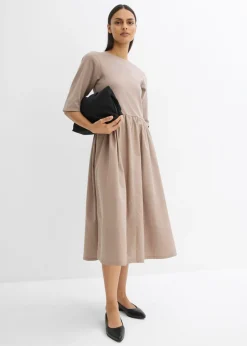 bonprix bonprix Vestido midi de algodón puro Azul marino New