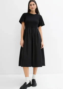 bonprix bonprix Vestido midi de algodón puro Negro New