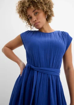 bonprix bonprix Vestido midi de algodón puro Azul marino