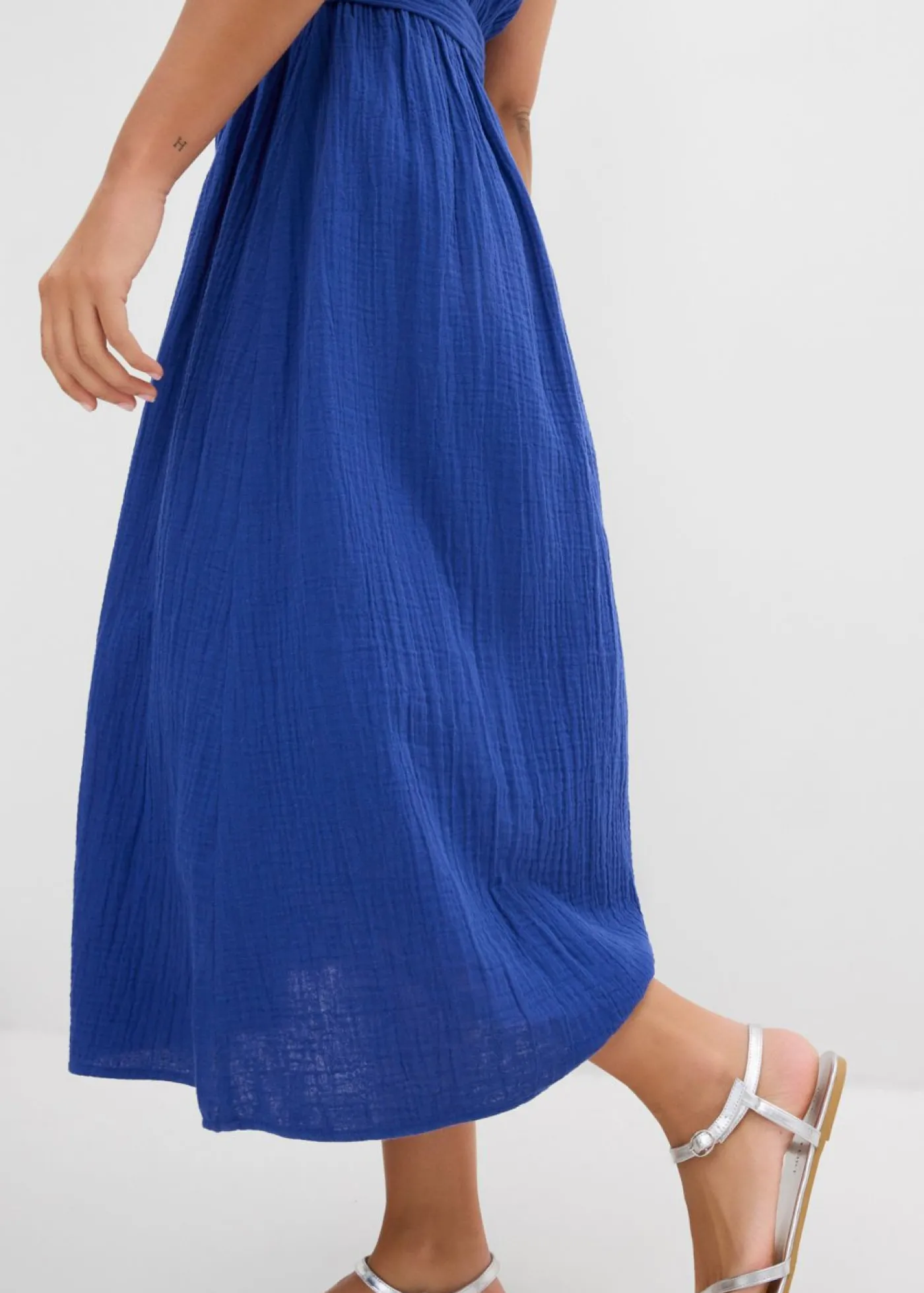 bonprix bonprix Vestido midi de algodón puro Azul marino