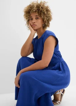 bonprix bonprix Vestido midi de algodón puro Azul marino