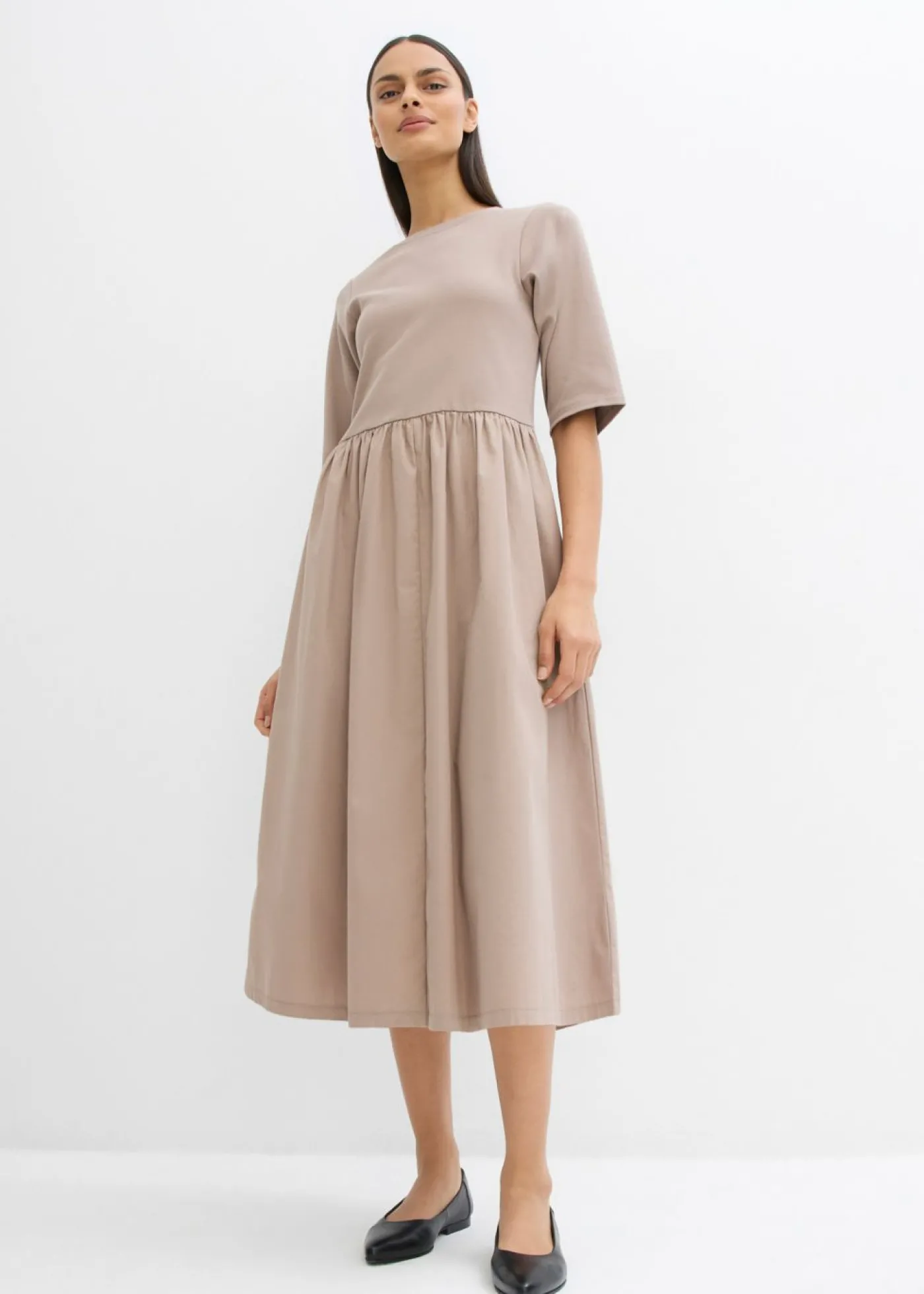 bonprix bonprix Vestido midi de algodón puro rosa cristal Sale
