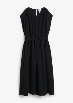 bonprix bonprix Vestido midi de algodón puro Negro Discount