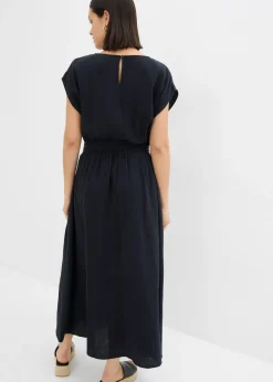 bonprix bonprix Vestido midi de algodón puro Negro Discount