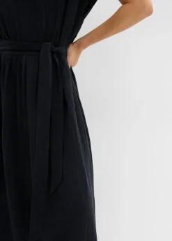 bonprix bonprix Vestido midi de algodón puro Negro Discount