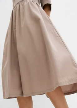 bonprix bonprix Vestido midi de algodón puro Marrón grisáceo Discount