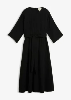 bonprix bonprix Vestido midi de algodón suave Negro Clearance