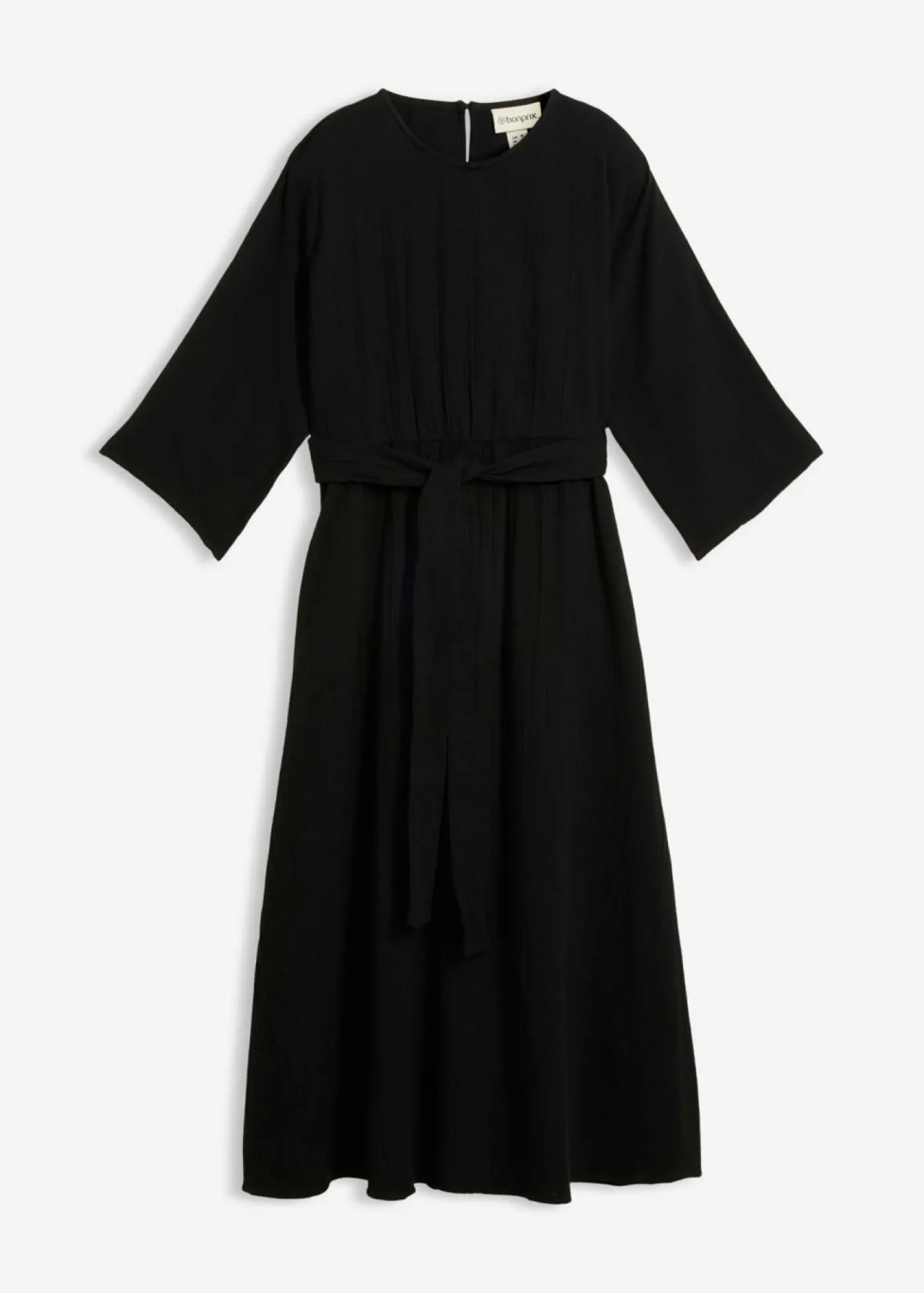 bonprix bonprix Vestido midi de algodón suave Negro Clearance