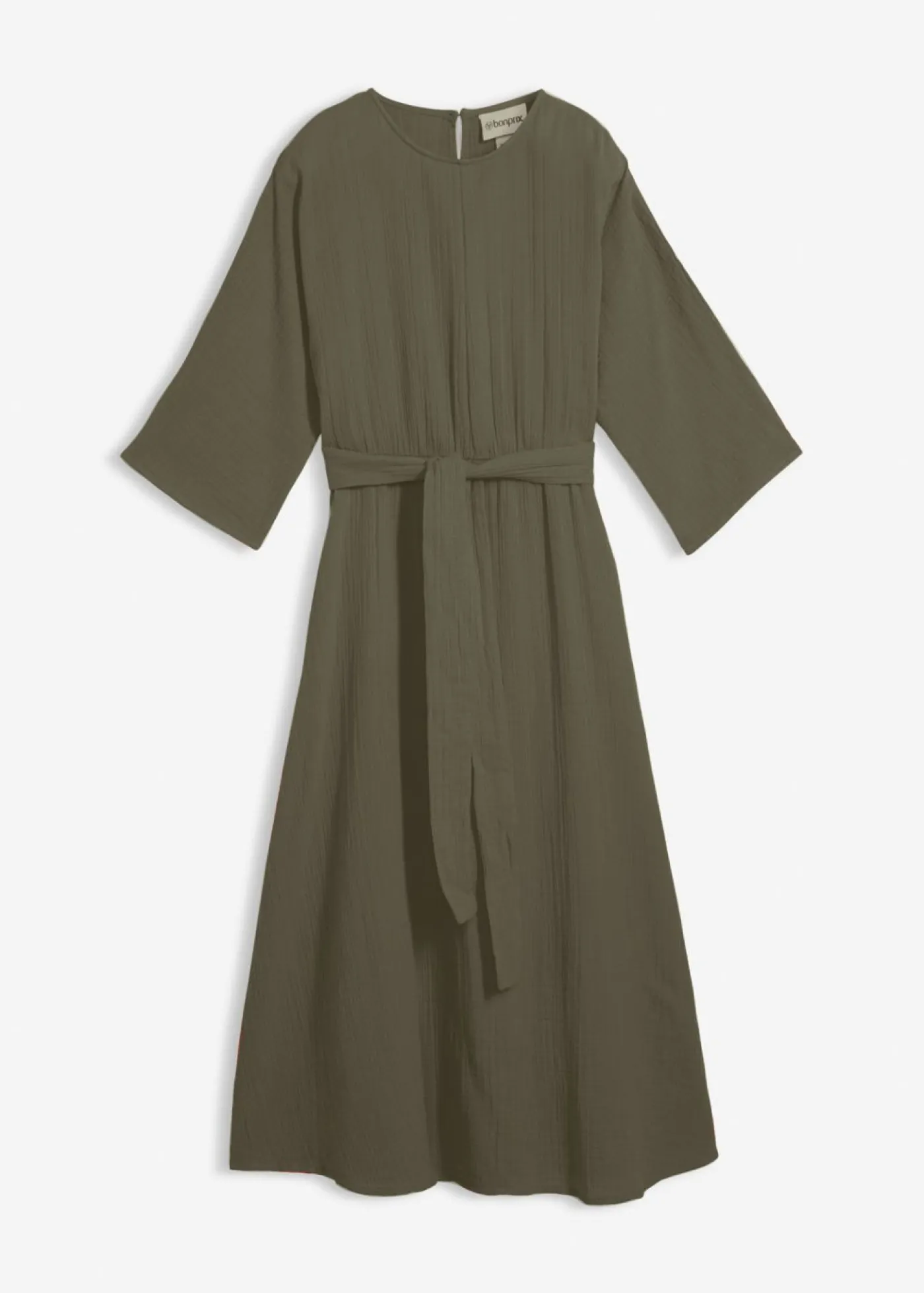 bonprix bonprix Vestido midi de algodón suave Verde oliva oscuro Online