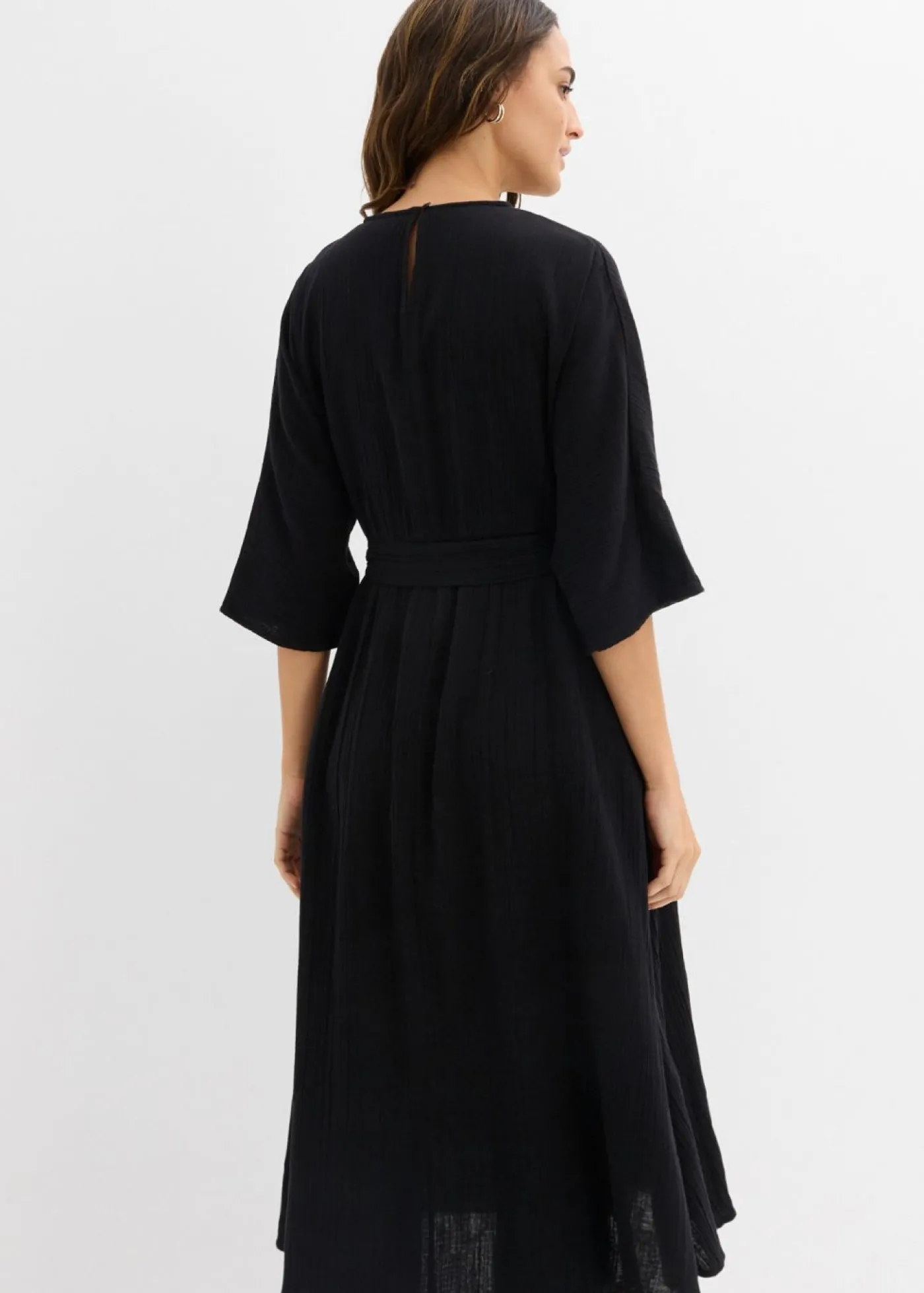 bonprix bonprix Vestido midi de algodón suave Verde oliva oscuro Online