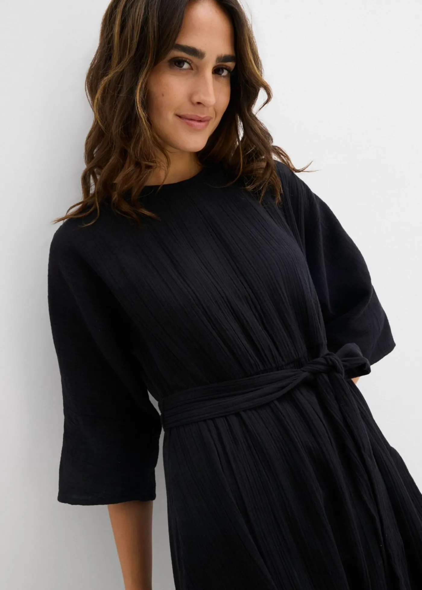 bonprix bonprix Vestido midi de algodón suave Verde oliva oscuro Online