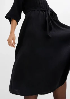 bonprix bonprix Vestido midi de algodón suave Verde oliva oscuro Online