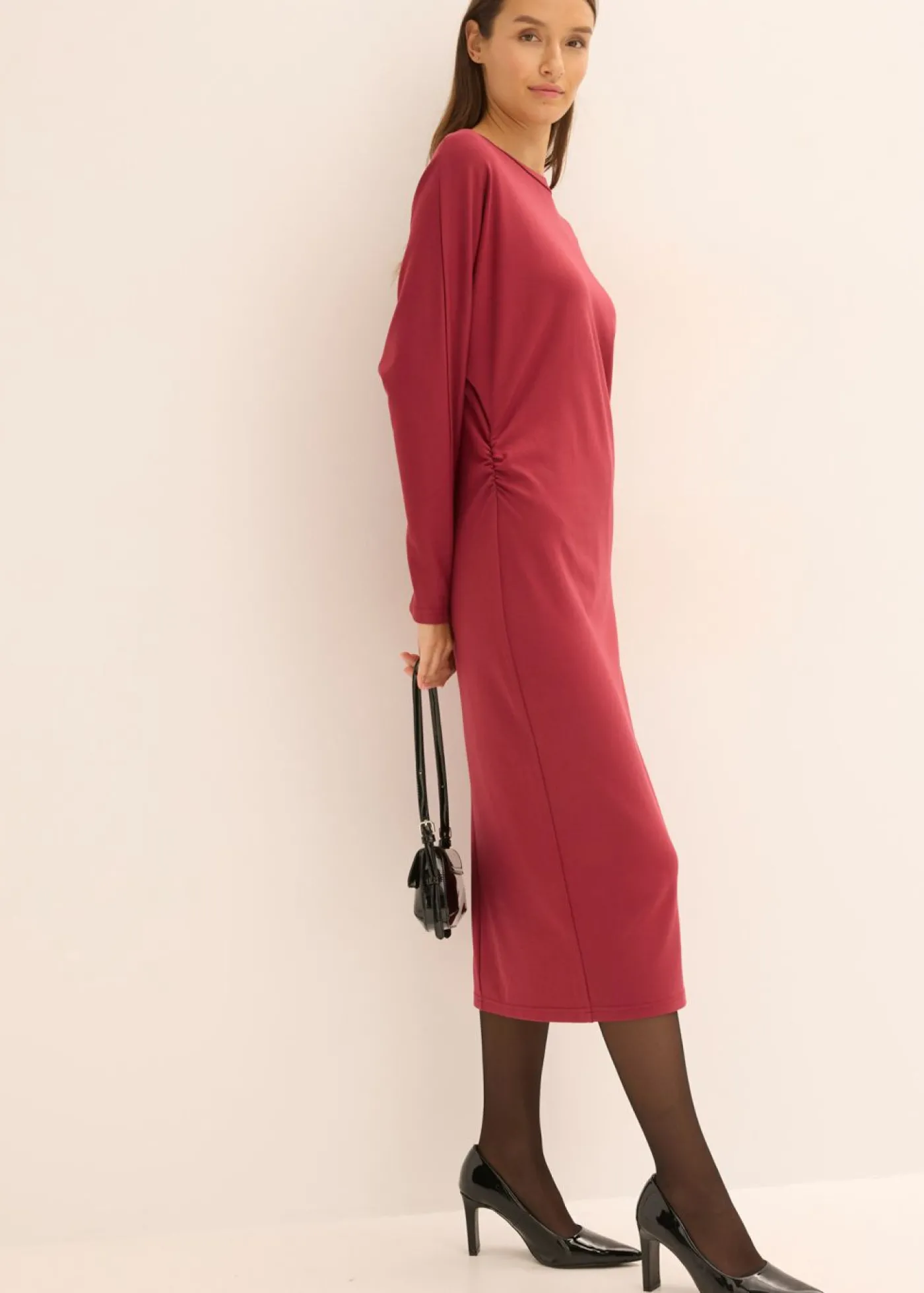 bonprix bonprix Vestido midi de cómodo Punto di Roma Ciruela Discount