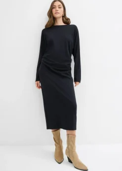 bonprix bonprix Vestido midi de cómodo Punto di Roma Negro Outlet