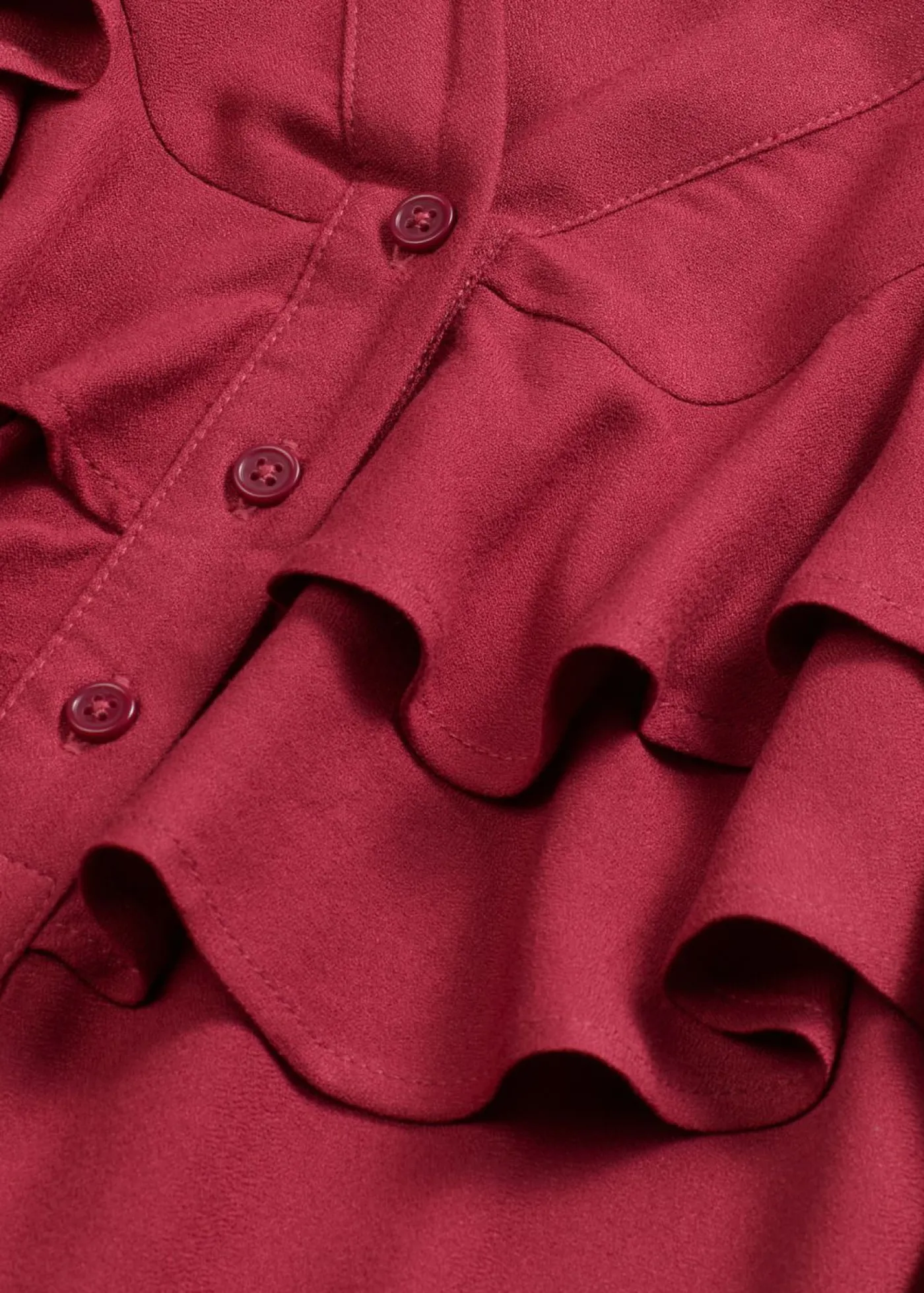bonprix bonprix Vestido midi de crepé estructurado con volantes Rojo New