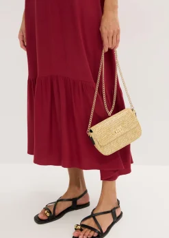 bonprix bonprix Vestido midi de crepé estructurado con volantes Rojo New