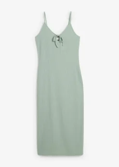 bonprix bonprix Vestido midi de crepé ligero verde ahumado Outlet