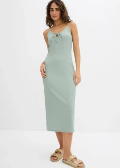 bonprix bonprix Vestido midi de crepé ligero verde ahumado Outlet