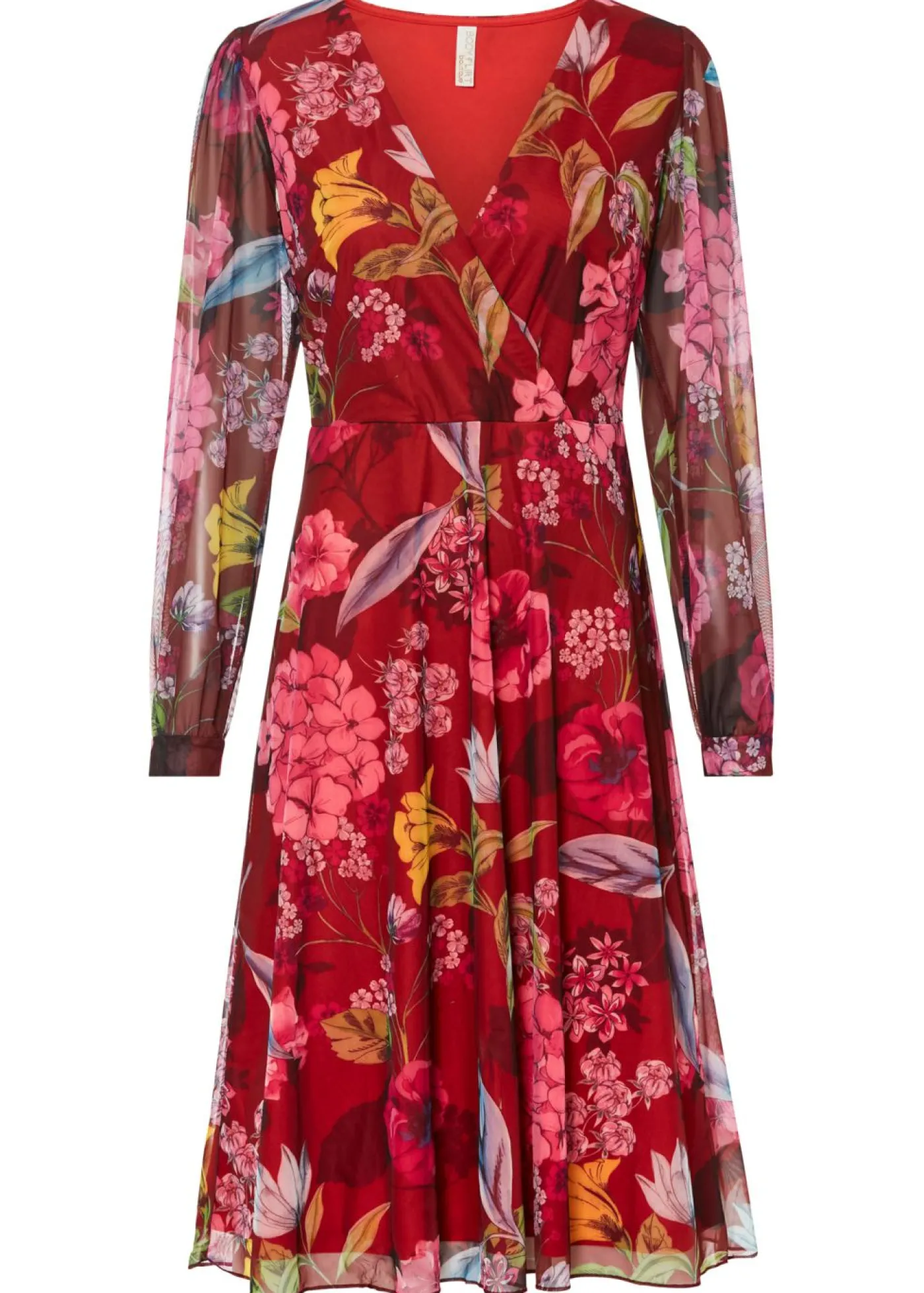 bonprix bonprix Vestido midi de malla ligera burdeos/rosa caliente