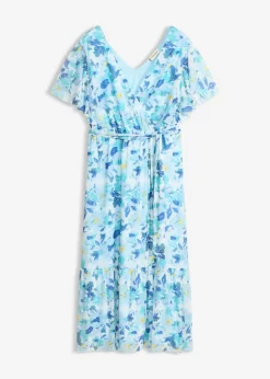 bonprix bonprix Vestido midi de malla suave Azul con flores