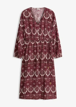 bonprix bonprix Vestido midi de mezcla de viscosa suave Rojo rubí Best
