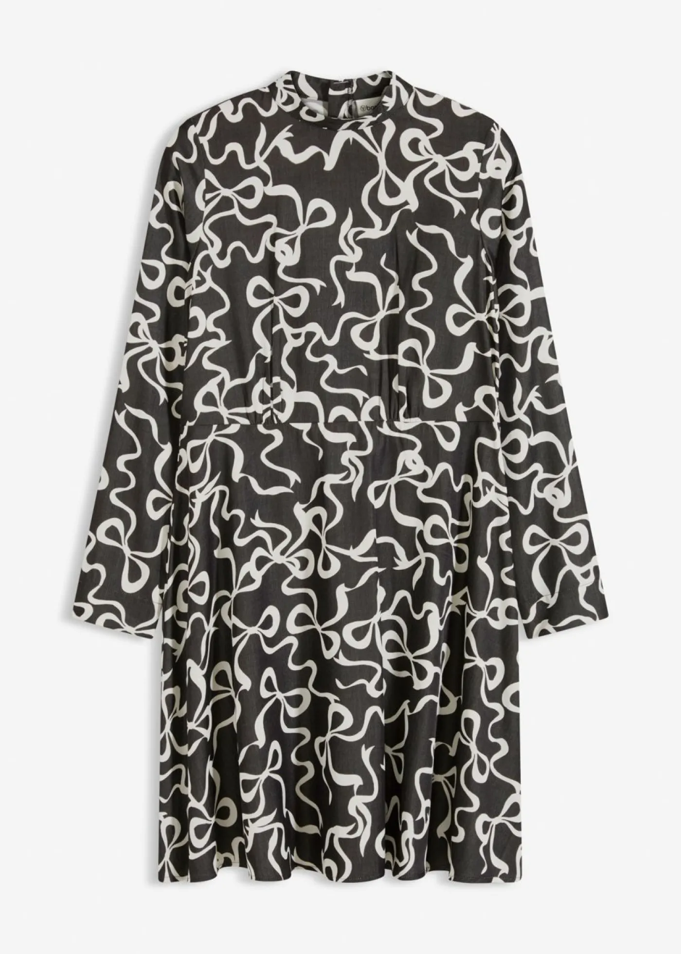 bonprix bonprix Vestido midi de mezcla de viscosa fluida Negro-blanco con estampado gráfico New
