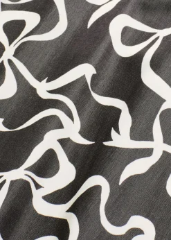 bonprix bonprix Vestido midi de mezcla de viscosa fluida Negro-blanco con estampado gráfico New