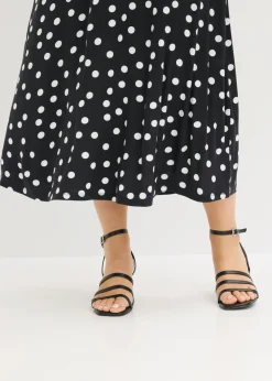 bonprix bonprix Vestido midi de mezcla de viscosa Negro-blanco de lunares Online
