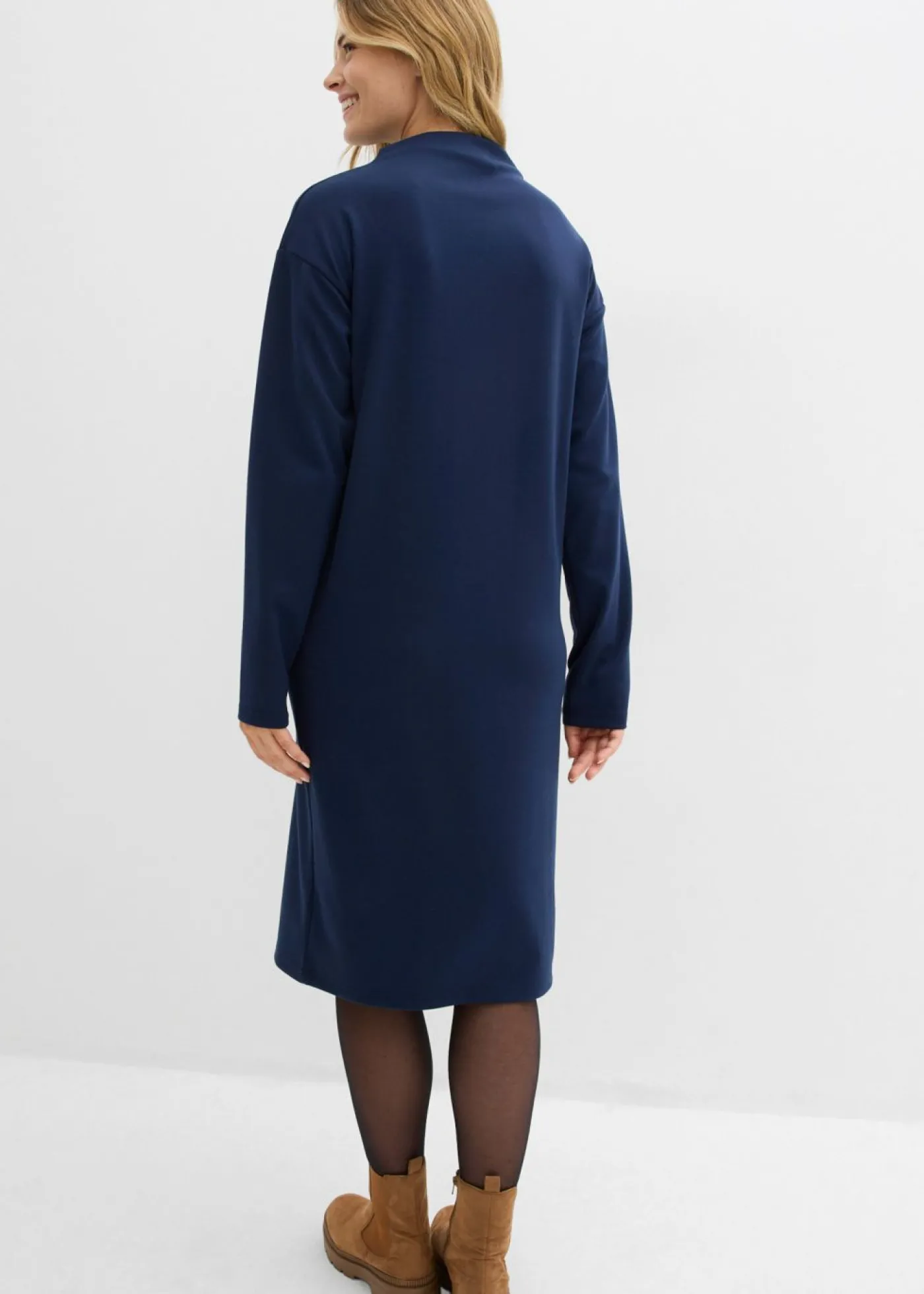 bonprix bonprix Vestido midi de mezcla de viscosa Azul marino Online