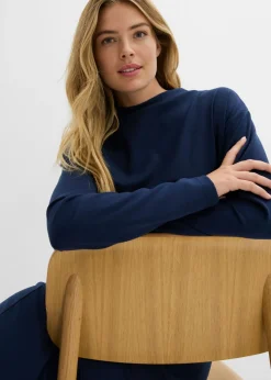 bonprix bonprix Vestido midi de mezcla de viscosa Azul marino Online