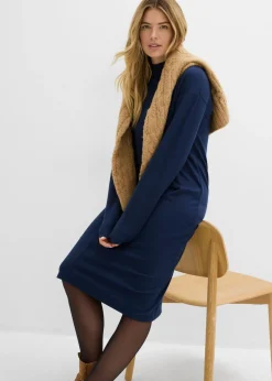 bonprix bonprix Vestido midi de mezcla de viscosa Azul marino Online