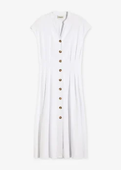 bonprix bonprix Vestido midi de mezcla de lino ligero Blanco Hot