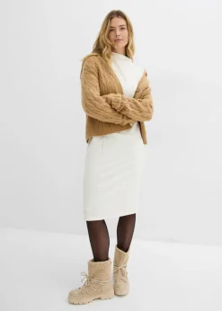 bonprix bonprix Vestido midi de mezcla de viscosa blanco perla Discount
