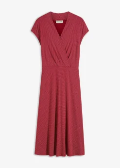 bonprix bonprix Vestido midi de mezcla de viscosa Rojo atardecer/blanco de lunares