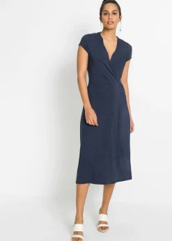 bonprix bonprix Vestido midi de mezcla de viscosa Rojo atardecer/blanco de lunares