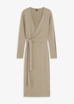 bonprix bonprix Vestido midi de punto Beige jaspeado New