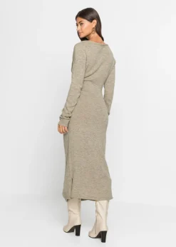 bonprix bonprix Vestido midi de punto Beige jaspeado New