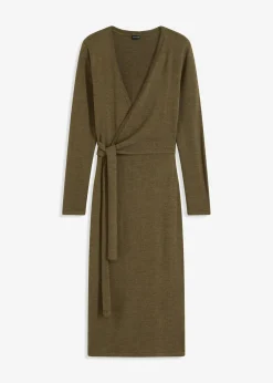 bonprix bonprix Vestido midi de punto Verde oliva oscuro jaspeado Discount