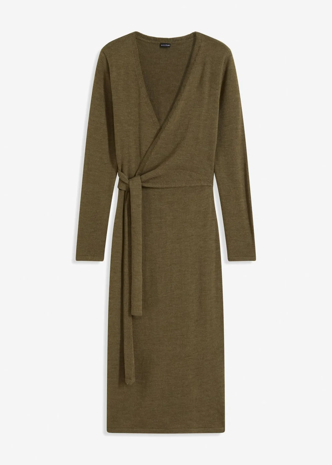 bonprix bonprix Vestido midi de punto Verde oliva oscuro jaspeado Discount
