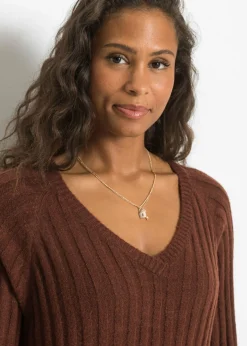 bonprix bonprix Vestido midi de punto Marrón caoba