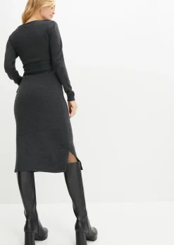 bonprix bonprix Vestido midi de punto Antracita jaspeado