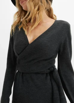 bonprix bonprix Vestido midi de punto Antracita jaspeado