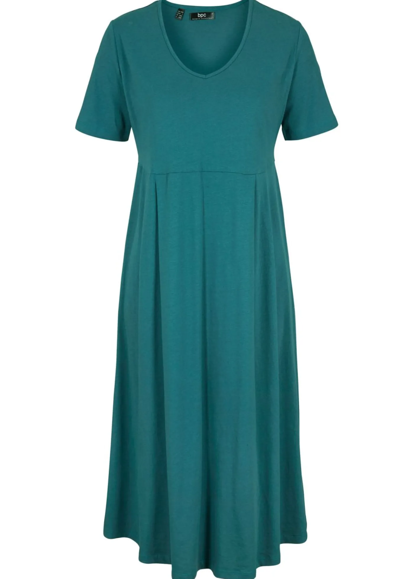 bonprix bonprix Vestido midi de punto de algodón Verde pimienta monocolor New