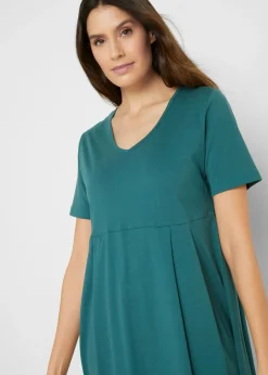 bonprix bonprix Vestido midi de punto de algodón Verde pimienta monocolor New