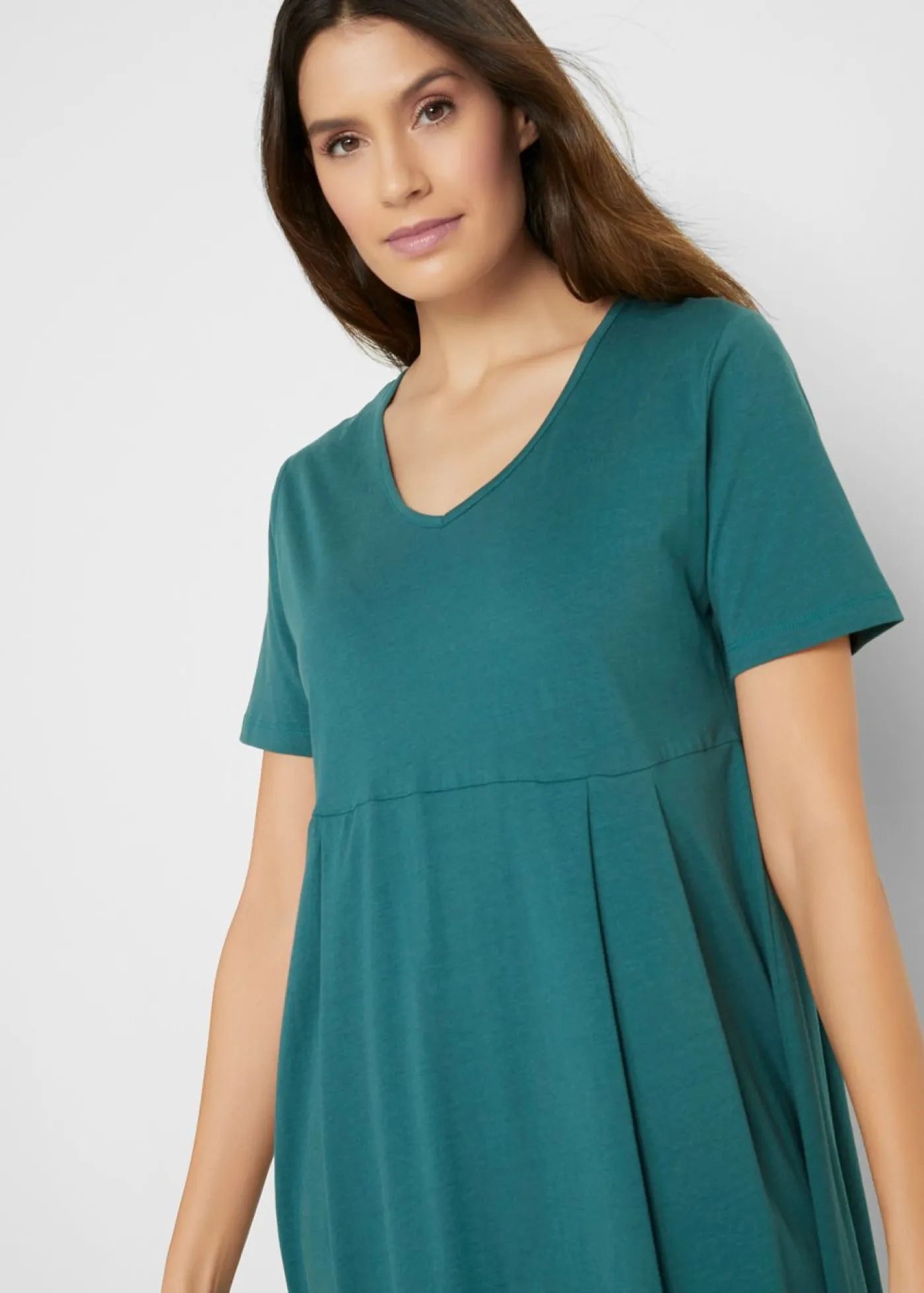 bonprix bonprix Vestido midi de punto de algodón Verde pimienta monocolor New