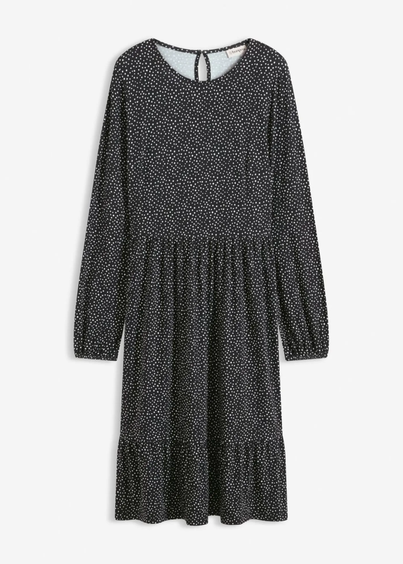 bonprix bonprix Vestido midi de punto de mezcla de viscosa negro - blanco topos Clearance